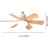 52CM Ventilateur de Plafond avec Lumière et Télécommande, Plafonnier Ventilateur LED E27 Réglable 3 Vitesses & 3 Couleurs, Silen