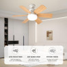 52CM Ventilateur de Plafond avec Lumière et Télécommande, Plafonnier Ventilateur LED E27 Réglable 3 Vitesses & 3 Couleurs, Silen