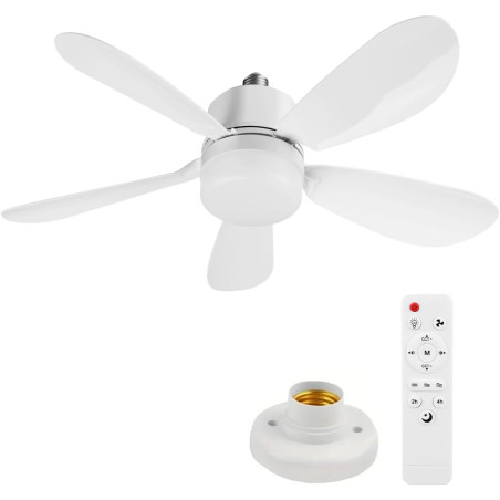 Ventilateur de Plafond avec Lampe Intégrée | 52CM Ampoule Ventilateur Plafond Silencieux avec Lumiere | E26/E27 Plafonnier Venti