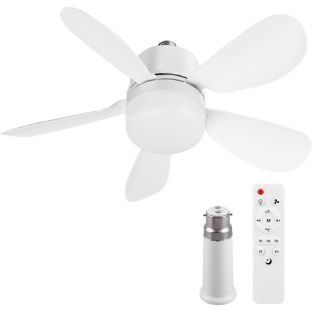 Ventilateur de Plafond avec Lampe Intégrée | 42CM Ampoule Ventilateur Plafond Silencieux avec Lumiere | E26/E27/B22 Plafonnier V
