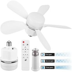 Ventilateur de Plafond avec Lampe Intégrée | 42CM Ampoule Ventilateur Plafond Silencieux avec Lumiere | E26/E27/B22 Plafonnier V