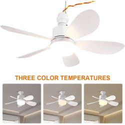 Ventilateur de Plafond avec Lampe Intégrée | 52CM Ampoule Ventilateur Plafond Silencieux avec Lumiere | E26/E27/B22 Plafonnier V
