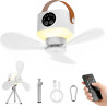 IEEILULU 8000 mAh Ventilateur Plafond Avec Lumiere, L'intérieur Et L'extérieur 35dB Silencieux Ventilateur Portable Rechargeable