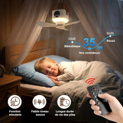 IEEILULU 8000 mAh Ventilateur Plafond Avec Lumiere, L'intérieur Et L'extérieur 35dB Silencieux Ventilateur Portable Rechargeable