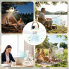 IEEILULU 8000 mAh Ventilateur Plafond Avec Lumiere, L'intérieur Et L'extérieur 35dB Silencieux Ventilateur Portable Rechargeable
