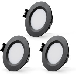 Sanyoung Spot LED Encastrable 12V Camping-car, 3W Alu Spot Extra Plat Dimmable 3000K Blanc Chaud 240LM, IP44 Spots Salle de Bain