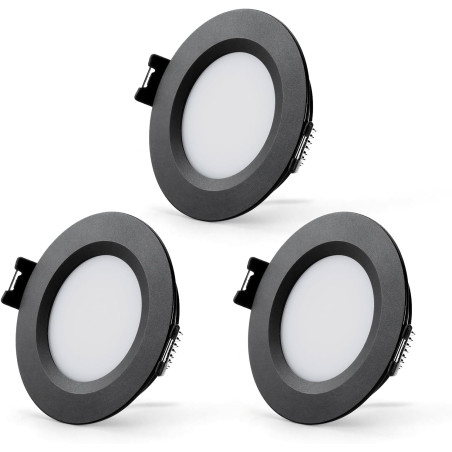 Sanyoung Spot LED Encastrable 12V Camping-car, 3W Alu Spot Extra Plat Dimmable 3000K Blanc Chaud 240LM, IP44 Spots Salle de Bain