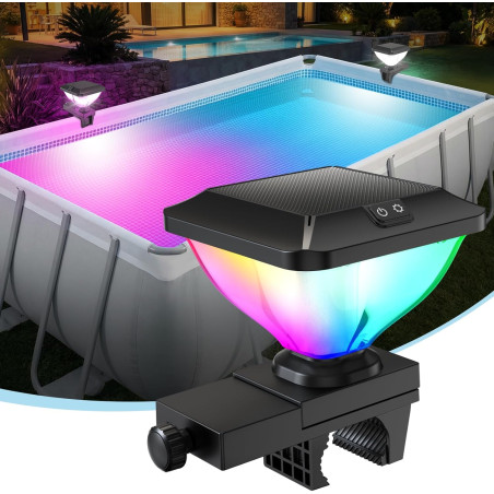 DeeprBling Lumiere Solaires pour Piscine Hors Sol à Cadre,Lampe Piscine Hors Sol RGB Spectacle de Lumières,Haute Luminosité,Arrê