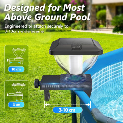 DeeprBling Lumiere Solaires pour Piscine Hors Sol à Cadre,Lampe Piscine Hors Sol RGB Spectacle de Lumières,Haute Luminosité,Arrê