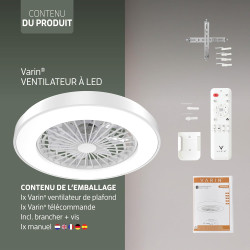 Varin® Ventilateur Plafond avec Lumiere Intelligent, Plafonnier Ventilateur Silencieux pour Chambre, Tuya Wi-Fi, LED 30W RGBW, Ø