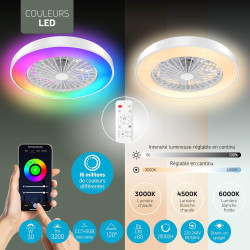 Varin® Ventilateur Plafond avec Lumiere Intelligent, Plafonnier Ventilateur Silencieux pour Chambre, Tuya Wi-Fi, LED 30W RGBW, Ø