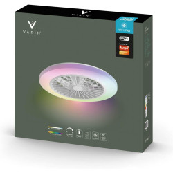 Varin® Ventilateur Plafond avec Lumiere Intelligent, Tuya Wi-Fi, Ventilateur Plafond Silencieux 20 dB, LED 36W RGBW, Télécommand