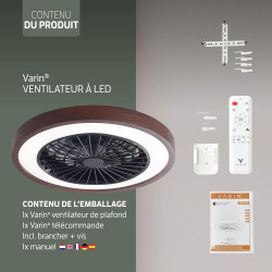 Varin® Ventilateur Plafond avec Lumiere Intelligent, Tuya Wi-Fi, Ventilateur Plafond Silencieux 20 dB, LED 36W RGBW, Télécommand