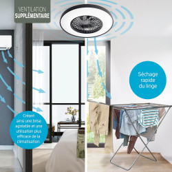 Varin® Ventilateur Plafond avec Lumiere Intelligent, Tuya Wi-Fi, Ø 50 cm, Plafonnier Ventilateur avec 4 Douilles E27 (Sans Ampou