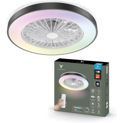 Varin® Ventilateur Plafond avec Lumiere Intelligent, Plafonnier Ventilateur Silencieux pour Chambre, Tuya Wi-Fi, LED 30W RGBW, Ø