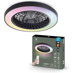 Varin® Ventilateur Plafond avec Lumiere Intelligent, Tuya Wi-Fi, Ventilateur Plafond Silencieux 20 dB, LED 36W RGBW, Télécommand