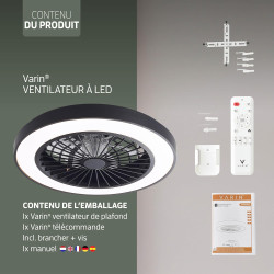 Varin® Ventilateur Plafond avec Lumiere Intelligent, Tuya Wi-Fi, Ventilateur Plafond Silencieux 20 dB, LED 36W RGBW, Télécommand