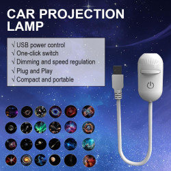 Veilleuse projecteur de galaxie 2 en 1, projecteur USB de ciel étoilé avec 3/12/24 films de projection, mini veilleuse LED lampe