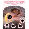 YISSVIC Reveil Enfant Educatif Jour/Nuit 2 Alarme 7 Couleurs 30s Arrêt Automatiquement Réveil Lumineux Luminosité de l'Ecran Rég