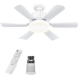 Kouamor Ventilateur Plafonnier Lumineux E27 avec Télécommande, 3 Vitesses 3 Températures de Couleur 3000-6500K, Minuterie 2/4H, 