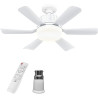 Kouamor Ventilateur Plafonnier Lumineux E27 avec Télécommande, 3 Vitesses 3 Températures de Couleur 3000-6500K, Minuterie 2/4H, 