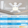 Kouamor Ventilateur Plafonnier Lumineux E27 avec Télécommande, 3 Vitesses 3 Températures de Couleur 3000-6500K, Minuterie 2/4H, 