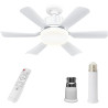 Ventilateur Plafonnier Lumineux E27 avec Télécommande, 3 Vitesses 3 Températures de Couleur 3000-6500K, Minuterie 2/4H, Ventilat