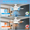 Ventilateur Plafonnier Lumineux E27 avec Télécommande, 3 Vitesses 3 Températures de Couleur 3000-6500K, Minuterie 2/4H, Ventilat