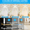 Kouamor Ventilateur Plafonnier Lumineux E27 avec Télécommande, 3 Vitesses 3 Températures de Couleur 3000-6500K, Minuterie 2/4H, 