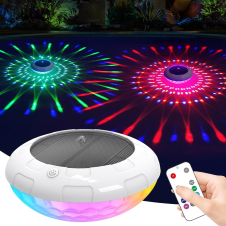 KingSom Lumiere Piscine Flottante avec Télécommande, Lampe Flottante Piscine Solaire avec 12 Modes Colorés, Étanche IP68 Lampe P