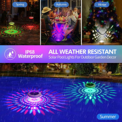 KingSom Lumiere Piscine Flottante avec Télécommande, Lampe Flottante Piscine Solaire avec 12 Modes Colorés, Étanche IP68 Lampe P