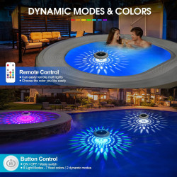 KingSom Lumiere Piscine Flottante avec Télécommande, Lampe Flottante Piscine Solaire avec 12 Modes Colorés, Étanche IP68 Lampe P