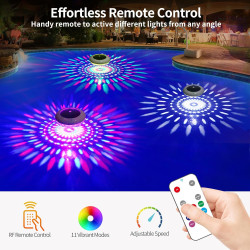 KingSom Lumiere Piscine Flottante avec Télécommande, Lampe Flottante Piscine Solaire avec 12 Modes Colorés, Étanche IP68 Lampe P