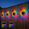 Lot de 2 appliques murales solaires mandala, sept couleurs changeantes, lampe de projection décorative d'extérieur en métal, éta