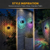 Lot de 2 appliques murales solaires mandala, sept couleurs changeantes, lampe de projection décorative d'extérieur en métal, éta