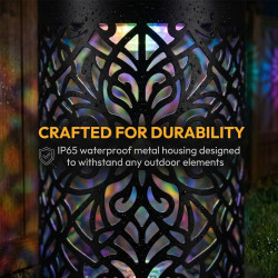 Lot de 2 appliques murales solaires mandala, sept couleurs changeantes, lampe de projection décorative d'extérieur en métal, éta