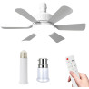 Ventilateur de plafond compact 46 cm avec éclairage LED et télécommande, luminaire plafonnier E27 avec ventilateur, intensité et