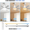 Ventilateur de plafond compact 46 cm avec éclairage LED et télécommande, luminaire plafonnier E27 avec ventilateur, intensité et