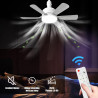 Ventilateur de plafond compact 46 cm avec éclairage LED et télécommande, luminaire plafonnier E27 avec ventilateur, intensité et