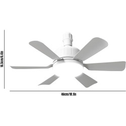 Ventilateur de plafond compact 46 cm avec éclairage LED et télécommande, luminaire plafonnier E27 avec ventilateur, intensité et