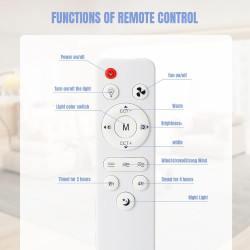 Ventilateur de plafond compact 46 cm avec éclairage LED et télécommande, luminaire plafonnier E27 avec ventilateur, intensité et