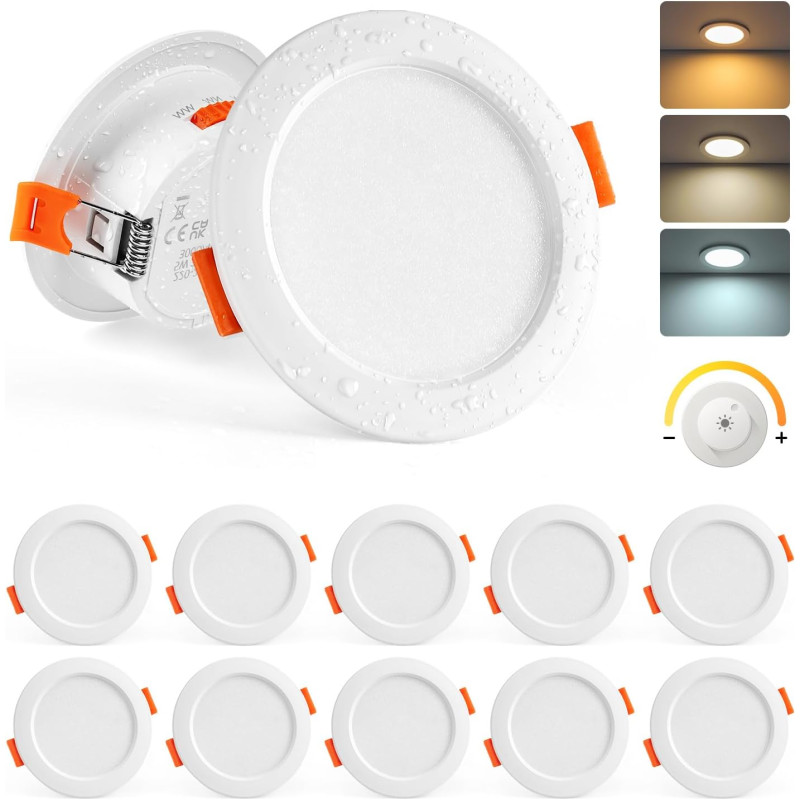 Sanyoung Spot LED Encastrable Dimmable, 5W Spots de Plafond Blanc Chaud Blanc Neutre Blanc Froid, Spots Encastrable Extra Plat T
