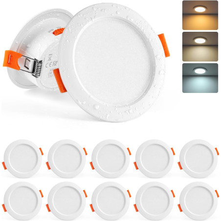Sanyoung Spot LED Encastrable Salle de Bain, 5W Spot LED Extra Plat Blanc Chaud Blanc Neutre Blanc Froid, Spots Encastrable 68mm