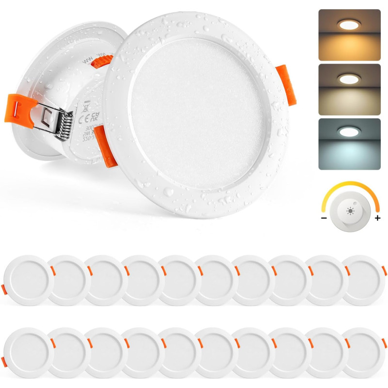 Sanyoung Lot de 20 Spot LED Dimmable, 5W Spot LED Encastrable Blanc Chaud Blanc Neutre Blanc Froid, Spots Salle de Bain IP44, Sp