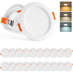 Sanyoung Lot de 20 Spot LED Encastrable 68mm, 5W Spot Salle de Bain IP44 Blanc Chaud Blanc Neutre Blanc Froid, Spots de Plafond 
