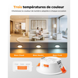 Sanyoung Lot de 20 Spot LED Encastrable 68mm, 5W Spot Salle de Bain IP44 Blanc Chaud Blanc Neutre Blanc Froid, Spots de Plafond 