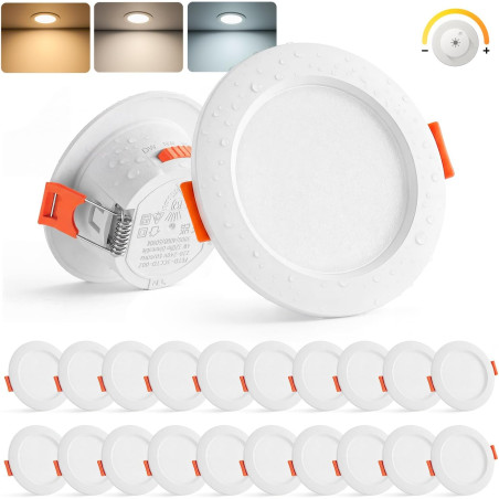 Sanyoung Spot LED Dimmable, Lot de 20 Spot Encastrable Salle de Bain Blanc Chaud 3000K Blanc Neutre 4000K Blanc Froid 6000K, 4W 