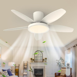 Qcyuui 106cm Ventilateur Plafond avec Lumière LED Silencieux, Moteur DC Réversible, Télécommande, 6 Vitesses, Minuterie, Contrôl