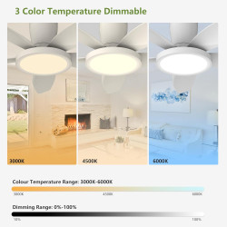 Qcyuui 106cm Ventilateur Plafond avec Lumière LED Silencieux, Moteur DC Réversible, Télécommande, 6 Vitesses, Minuterie, Contrôl