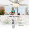 Qcyuui 106cm Ventilateur Plafond avec Lumière LED Silencieux, Moteur DC Réversible, Télécommande, 6 Vitesses, Minuterie, Contrôl